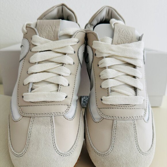 Loewe Ballet Runner Mixed Leather Soft White Low Top Sneakers Logo Runner - Picture 2 of 8